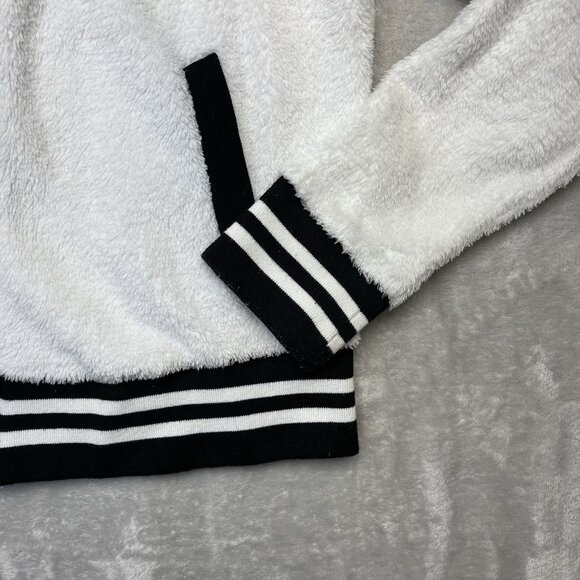 Retro varsity bomber jacket‎ by Miss Chievous, fluffy bright white fuzzy fleece - Picture 4 of 8